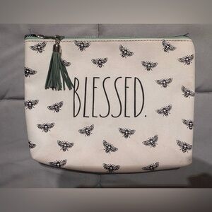 Rae Dunn BLESSED Cream, Black & Teal  Pouch